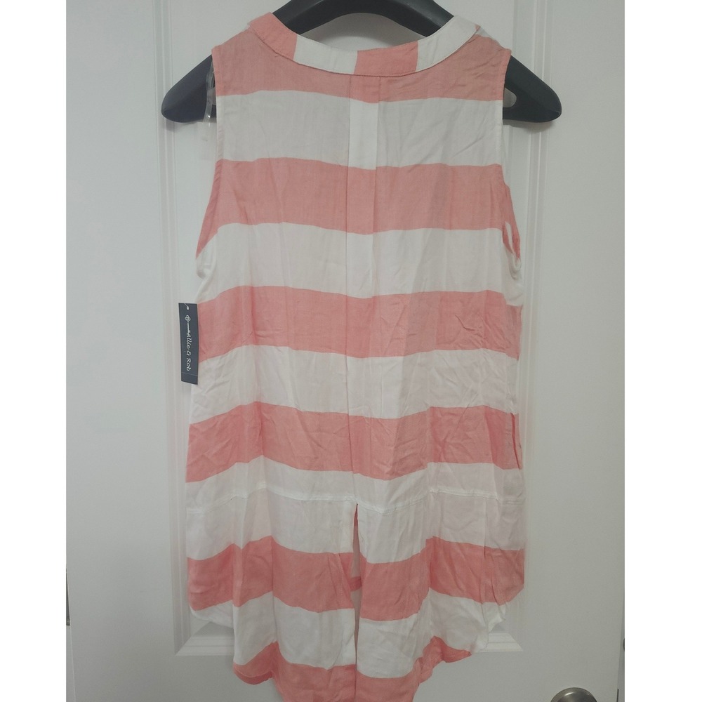 Allie & Rob Coral White Stripe Sleeveless Top Shirt Women's Size Medium M - Picture 6 of 7